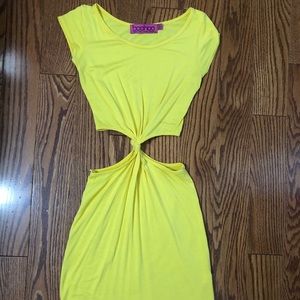 Yellow cut out mini dress